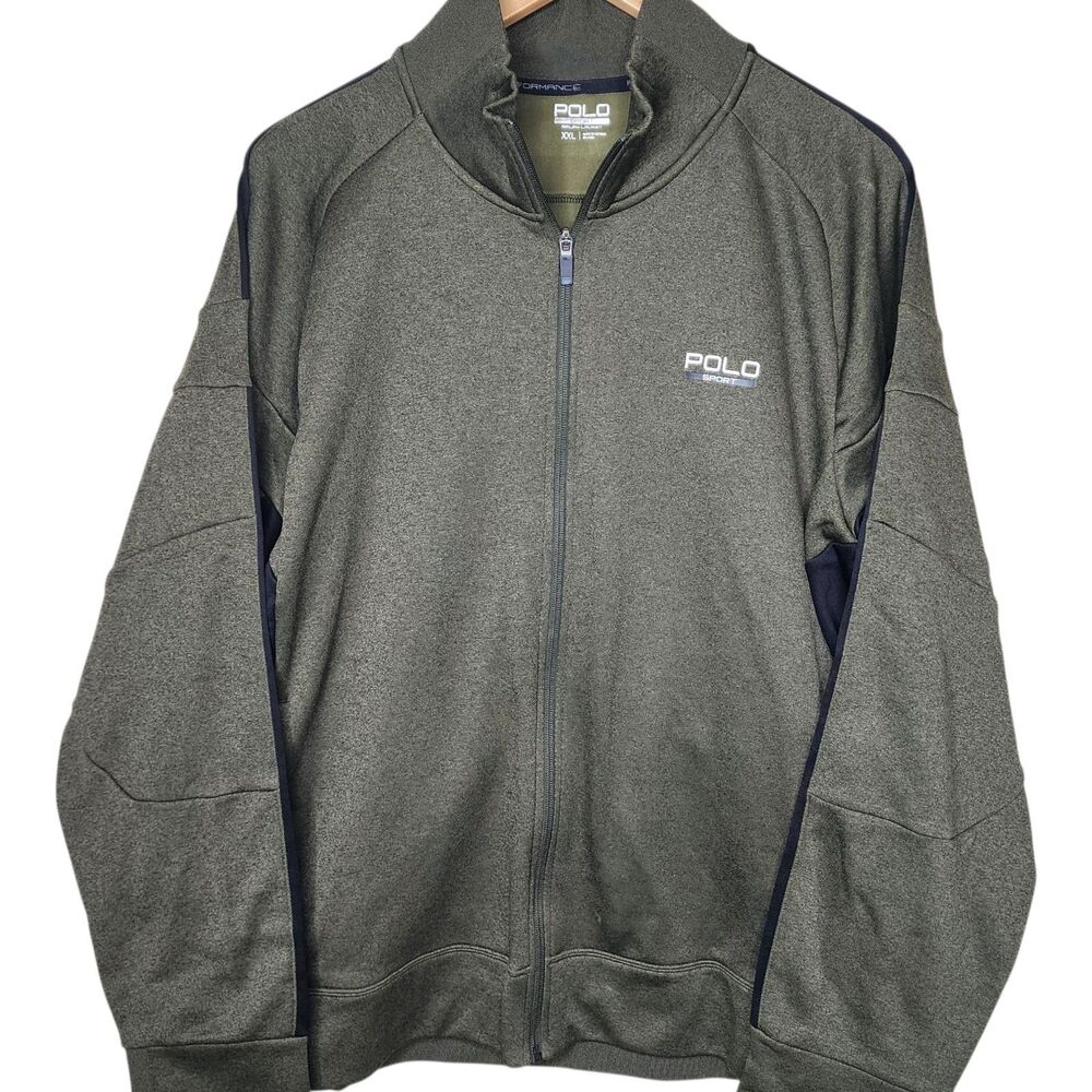 Polo Sport Ralph Lauren Track Jacket Mens XXL Olive Green Zip Y2K Preppy